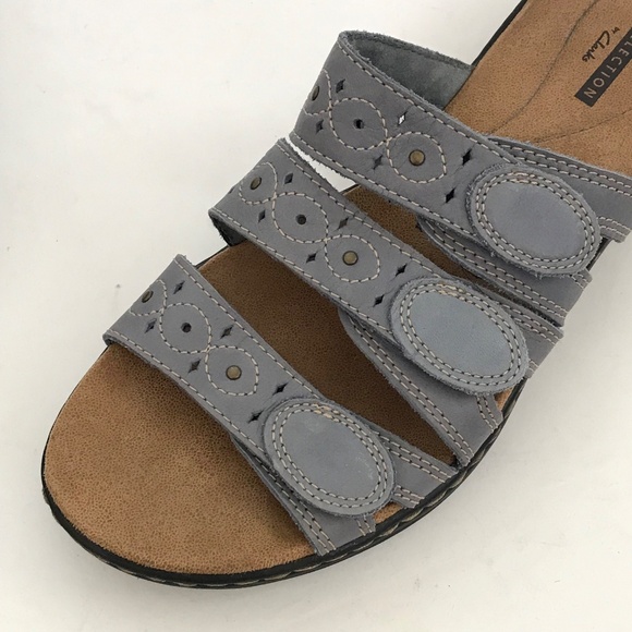 CLARKS Leather Comfort Sandals Leisa Cacti Q Slip On Slide Sandals Size 9.5 - Picture 2 of 16